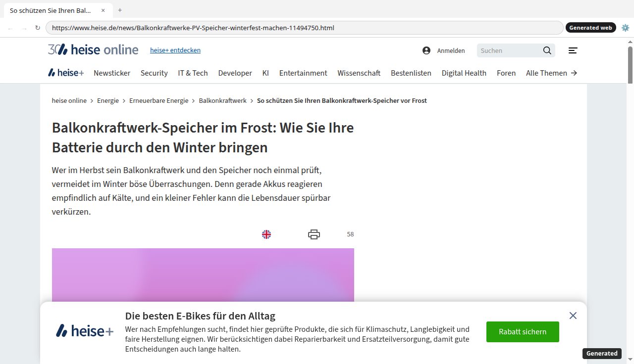 A heise online article rewritten for a progressive profile